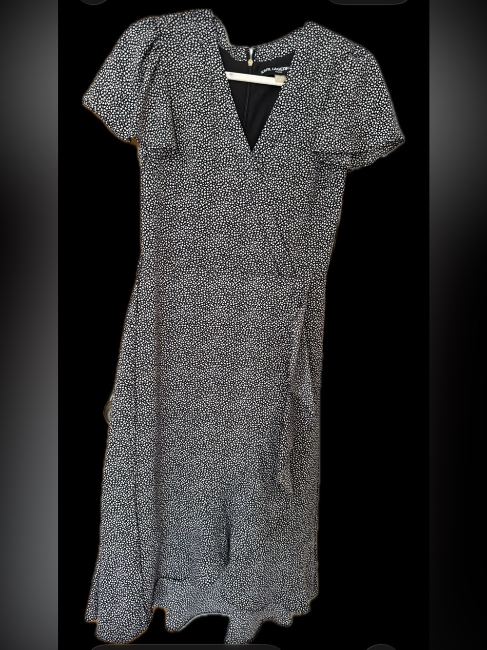 Karl Lagerfeld Black and White Speckled Midi Dress